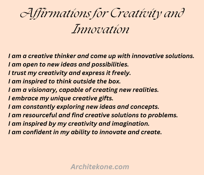 Affirmations for Creativity and Innovations